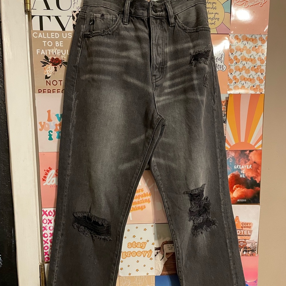 High Rise Acid Wash Black Baggy Mom Jeans